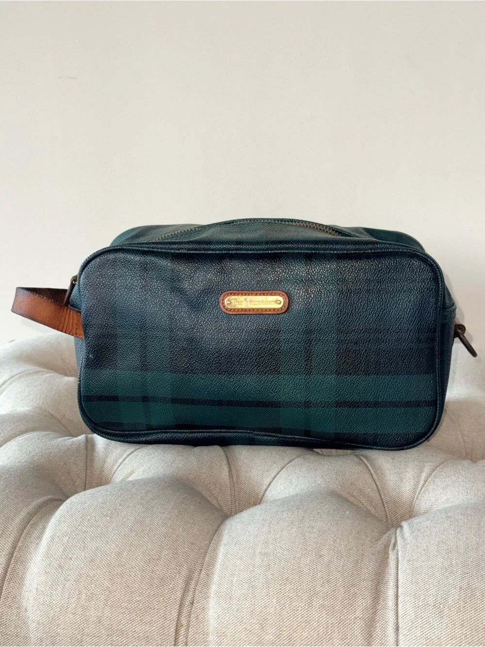 Polo Ralph Lauren Vintage Blackwatch Plaid Toiletry Bag / Dopp Kit